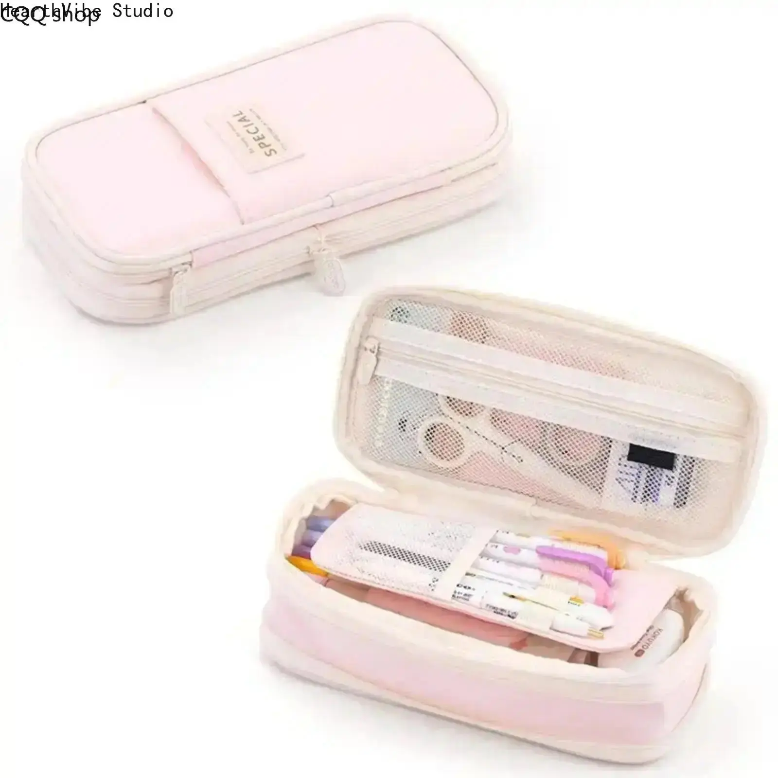 Large Capacity Pencil Case Zipper Trendy Colorful Aesthetic Stationery Bag Portable Gift for Teen Girls School Travel