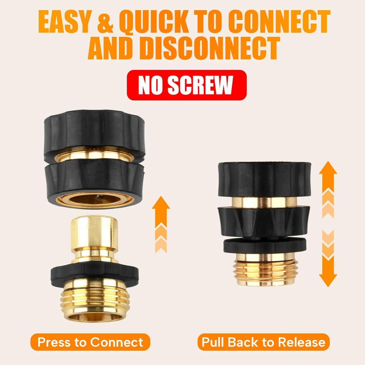 Garden Hose Quick Connector, 3/4 Inch Male and Female Garden Hose Fitting Quick Connector Rubber Washers Leak Proof Durable Aluminum, 6 Set