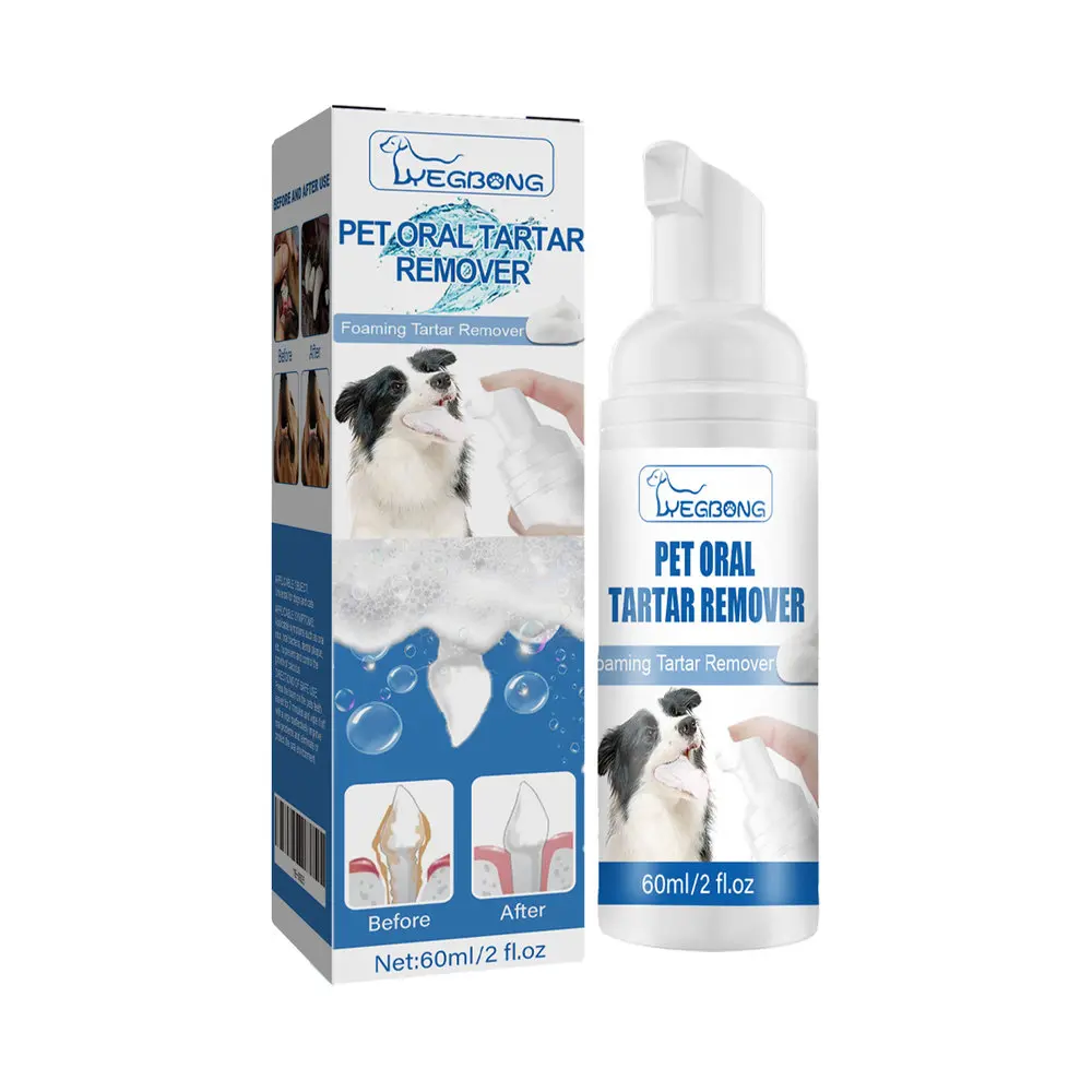 Yegbong Pet Oral Foaming Cleaner with Honeysuckle Mix - Plaque Removal, Dental Calculus Tartar Remover, Yellow Teeth Cleaner, Freshens Breath for Dogs & Cats