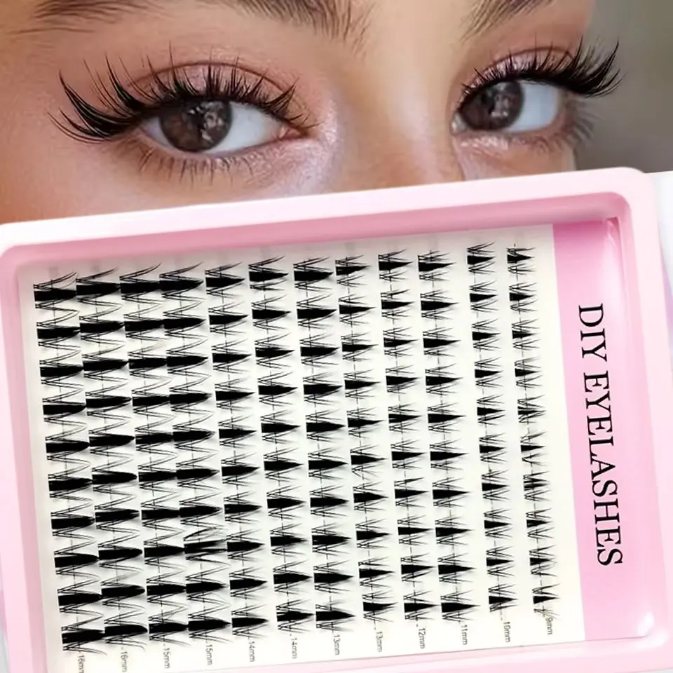 Suitable for Beginners DIY 3D Lightweight False Eyelashes, Natural Cat Eye Comic Style, Mixed Length 8-16mm, Dense and Reusable