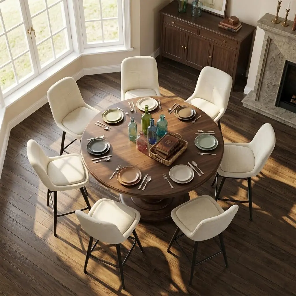 🪑 4-Piece Plush Chenille Bar Stools – 25" Ergonomic Backrest, Metal Frame & Footrest, 400 lbs Capacity for Kitchen Islands & Home Bars! ✨