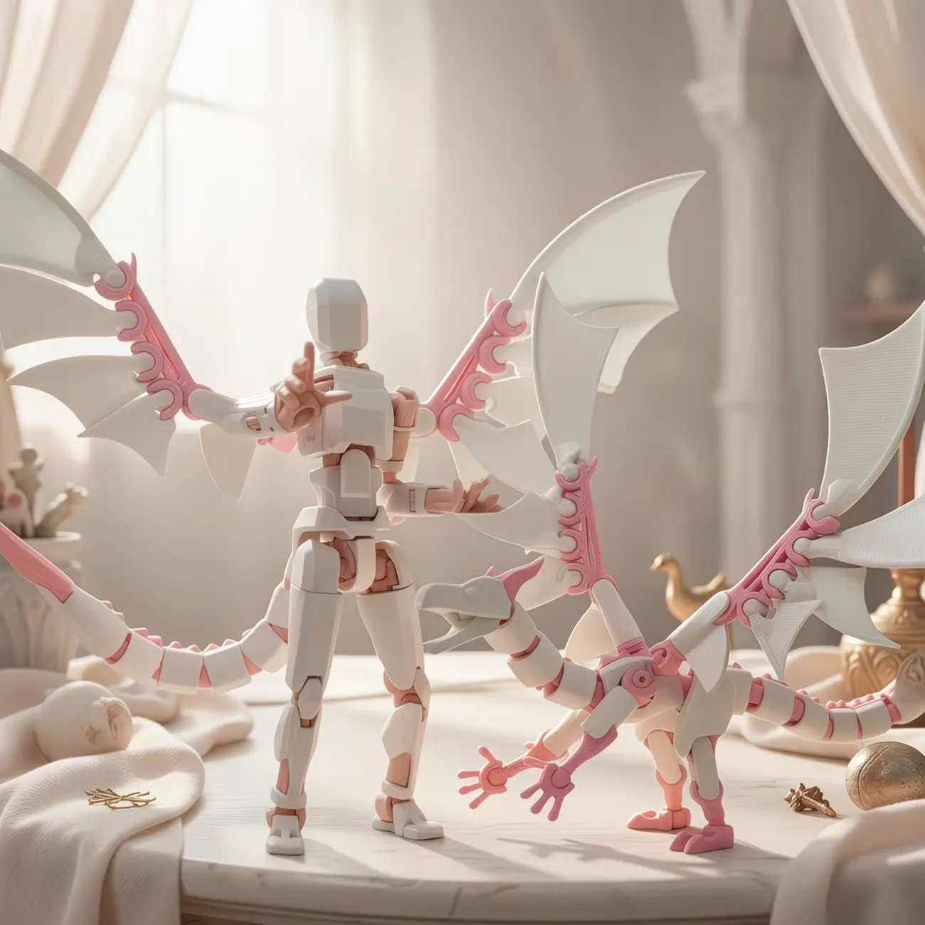2-Piece Set 3D Printed Dragon and Dragon Man, Assembled Multi-Jointed Action Figures, Articulated Figurines, Collectible Desktop Decoration, Perfect Gift for Holidays