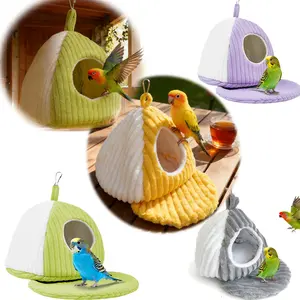 Plush Cotton Hanging Bird Nest - Warm Sleep Sack Hammock, Thickened Fleece Bird House for Parrots Parakeets Cockatiels Lovebirds, Cage Accessories