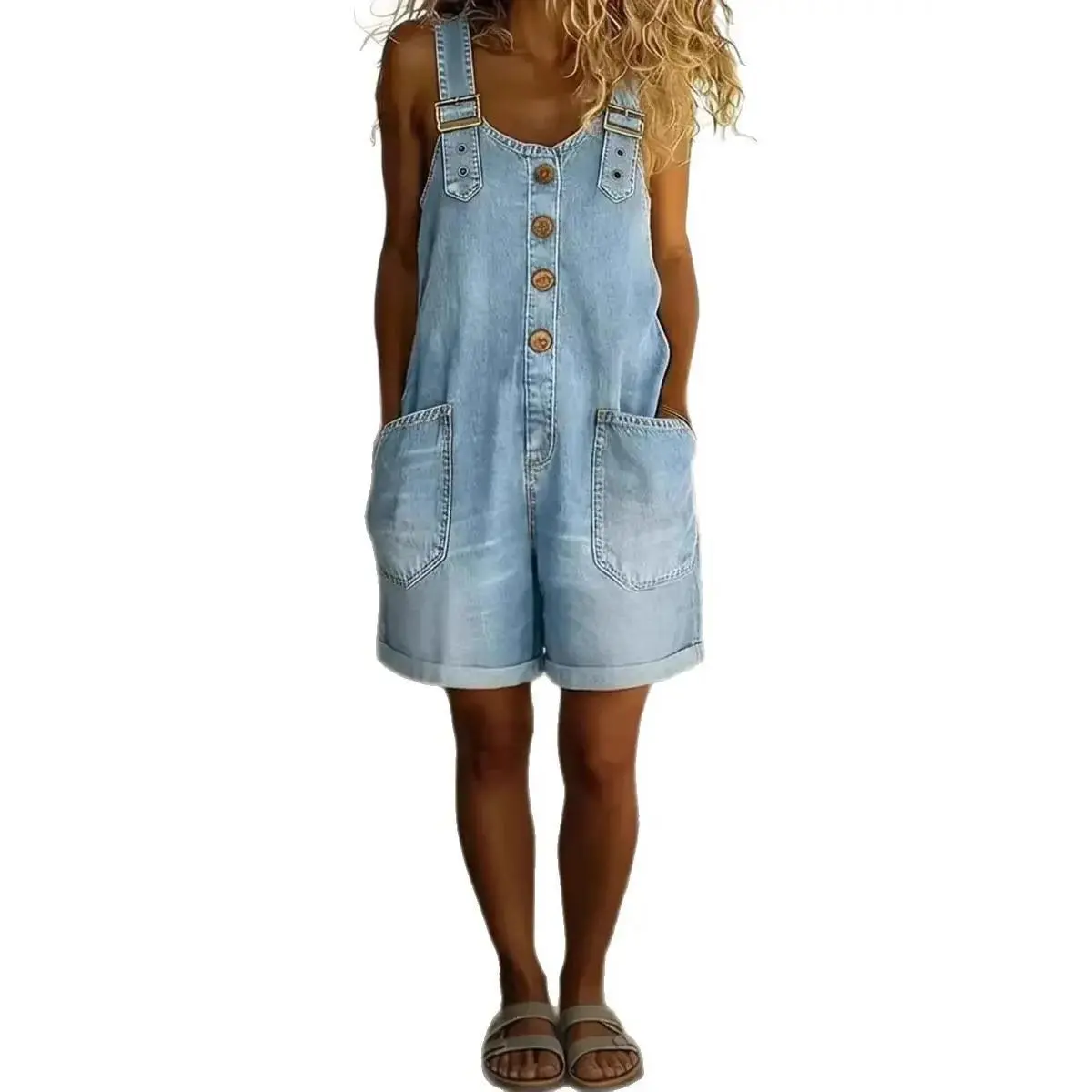 Women's Y2K Baggy Overalls, Plus Size Washed Denim-Look Jumpsuit, 90s Retro Streetwear Outfits Adjustable Crop Womenswear rompers for women jumpsuits for women romper