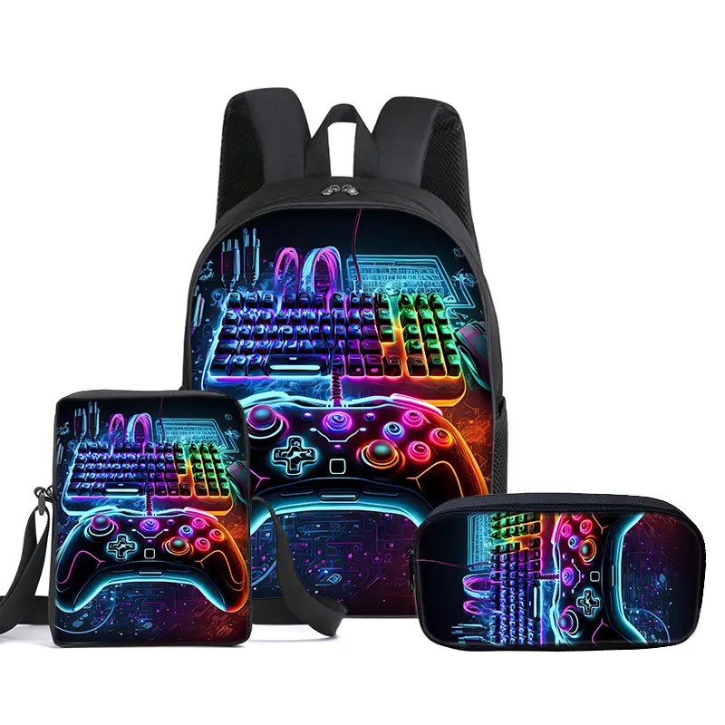 Cool Keyboard And Gaming Controller Backpack 3pcs Set, Unisex# backto school# Backpack set# school gifts# girls gifts#   boys gifts# birthday gifts, 17in Bookpack