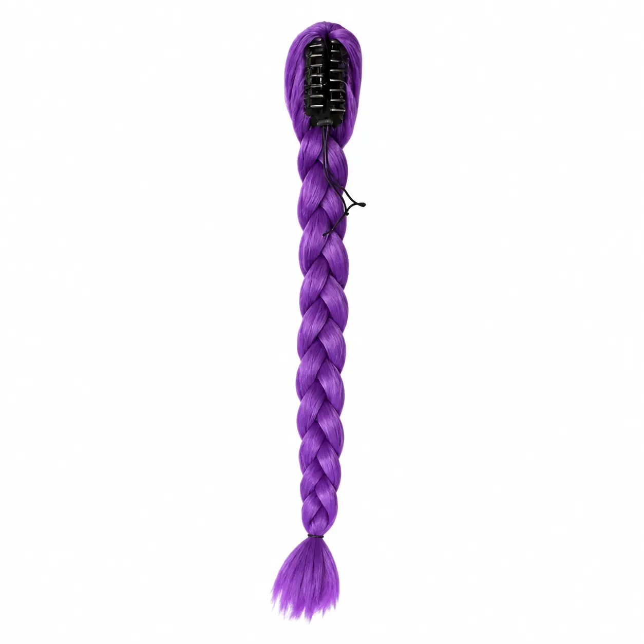 Purple Y2K-Style Pigtail Hair Extensions with Laser-Wire Clip-On Braids — Soft Synthetic Yaki Straight Ponytail for Cosplay, Festival Outfits, Themed Parties, and Everyday Styling