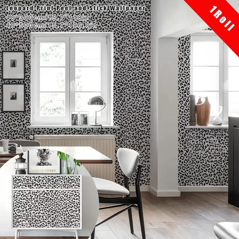Leopard Print Peel and Stick Wallpaper Roll Waterproof Decorative Wallpaper Removable Self Adhesive Textured Wall Paper Yellow Funky Cheetah Contact Paper for Bedroom and Bathroom