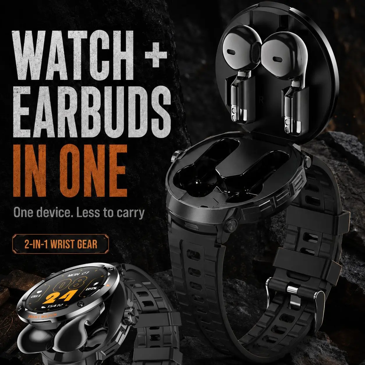 EFFEOKKI Sport Smartwatch with Earphones - 1.46" Round Screen, Zinc Alloy Bezel, NFC, Wireless Calling, Multiple Sport & Fitness Modes, Great Gift for iPhone & Android Phone Users Fitness Tracker Smartwatch