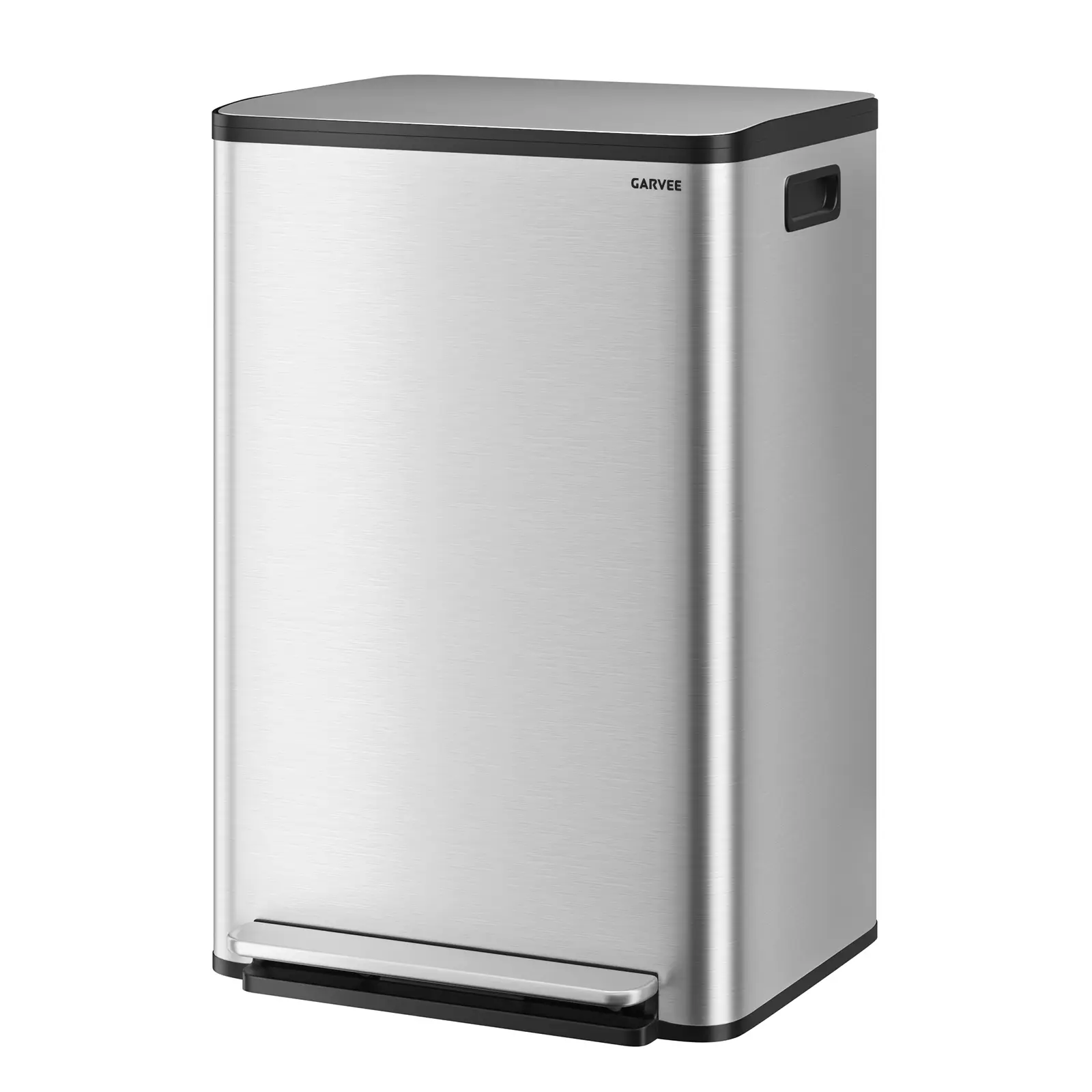 13 Gal Stainless Steel Trash Can – Step-On Kitchen Bin with Removable Inner Bucket, Soft Close Lid – Durable Rectangular Waste Container