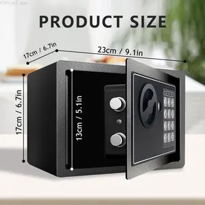 Money Safe Box for Home with Sensor Light & Money Bag, Security Safe Box for Money Safe with Keys & Pass Code, Lock Box with Digital Keypad (Black and Silvery)C38tool que