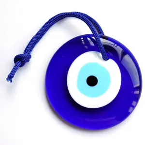 Turkish Blue Evil Eye Wall Hanging Ornament Handmade Glass Nazar Amulet Lucky Charm Protection Pendant for Home Office Car Rearview Mirror Decor Housewarming Blessing Gift