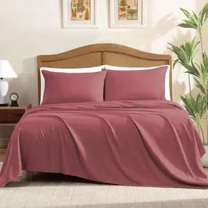 Sheet Set Queen Size, 4-Piece Bedding, Lightweight & Super Soft Easy Care Microfiber– Shrinkage & Fade Resistant Bedding Set with 14'' Deep Pockets (Dusty Rose)