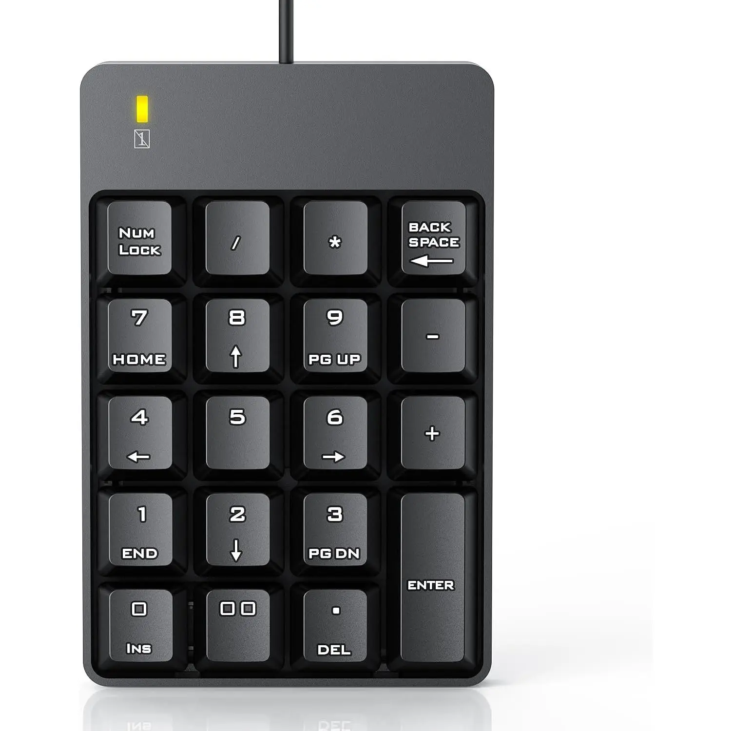 Wired Number Pad, USB Numeric Keypad 19 Key Number Keypad Keyboard for Laptop PC  Notebook, Big Print Letters - Black