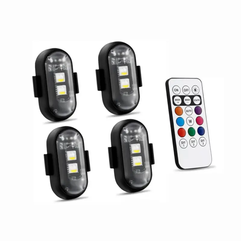 RGB Led Aircraft Strobe Light Remote Wireless Motorcycle Flash Light Warning Lights Bicycle Lights for   Bike Car Multifunctional Cycling Light