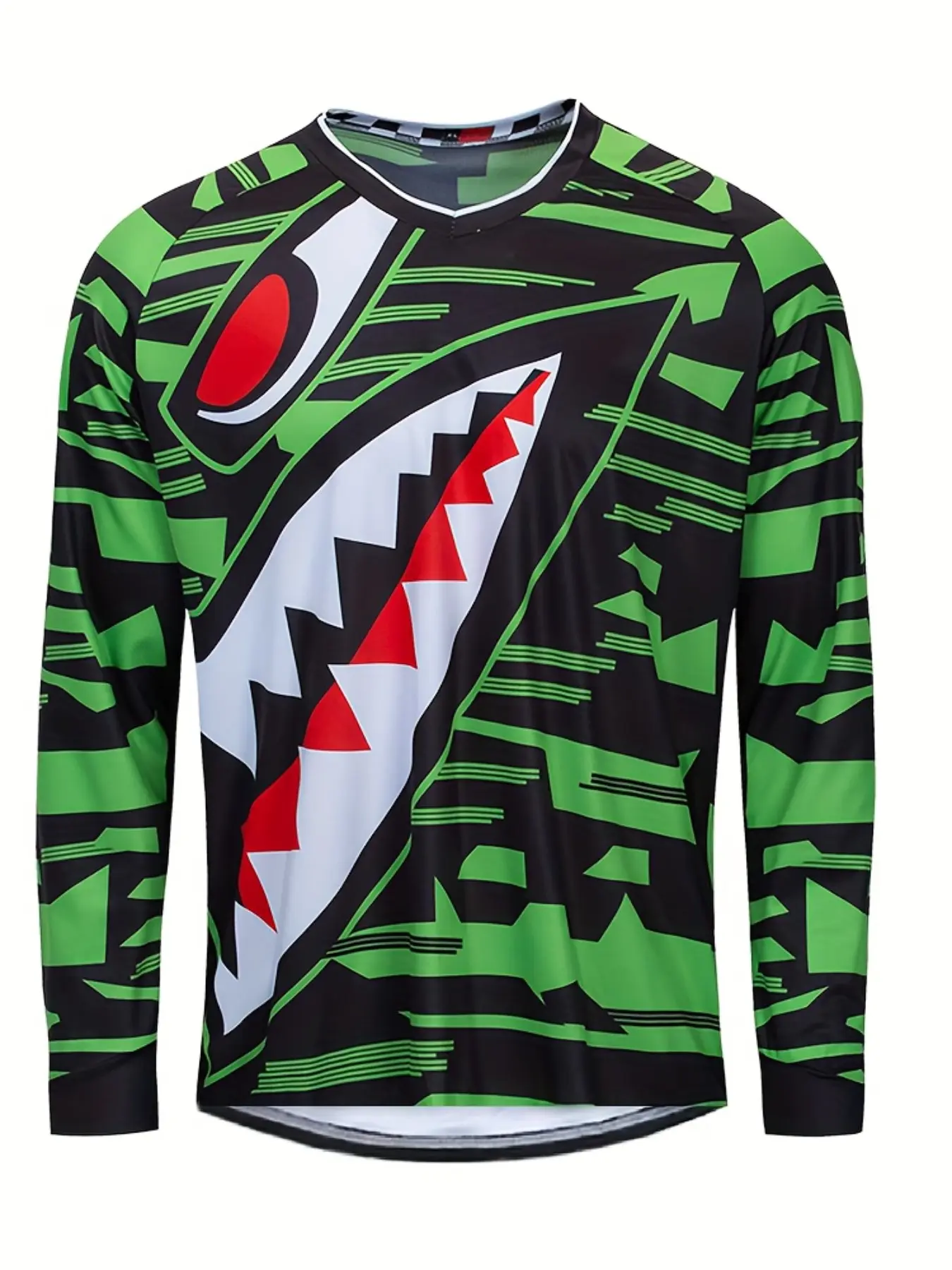 Outdoor Motorcycle Jersey, Quick-Dry Breathable Long Sleeve Design, Sporty Tribal Pattern, Ideal for Off-Road, Downhill, Cycling, Mountain Biking