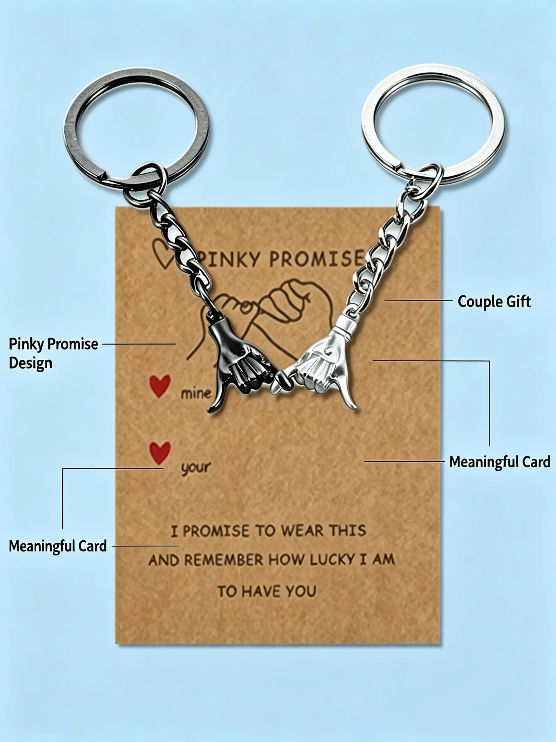 Pinky promise Promise Matching Keychains 2PCS for Couple Friends Family, Aesthetic Broken Heart Gap Puzzle Bestie Gifts for Him Her BFF Valentine's Day Birthday Key Chain Decorations