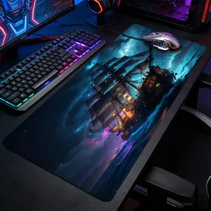 Ghost Pirate Ship Nebula Starry Ocean Large-Sized Gaming Mouse Pad,Magical Starry Ocea Desktop Protection Pad, Anti-Slip Rubber Lock Edge High-Definition Printing, Suitable For Computers, Laptops, Offices, Homes, Schools, Great Gift For Family And Friends