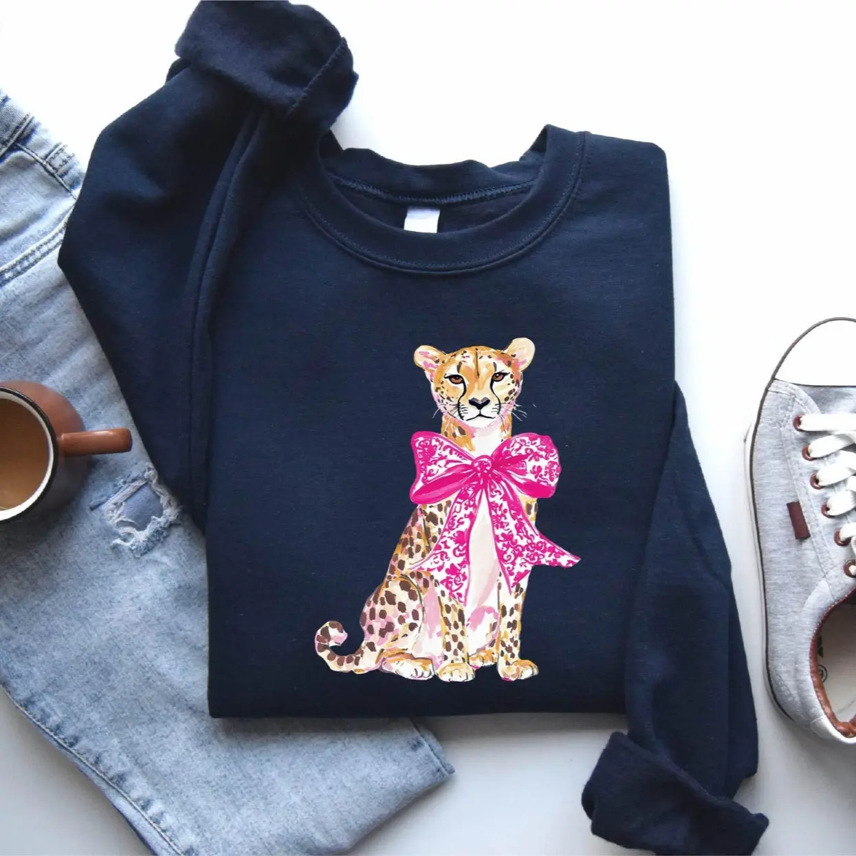 Coquette Leopard Sweatshirt, Cheetah Sweatshirt, Cheetah Lover Shirt, Gift for Her, Pink Coquette Shirt, Watercolor Cheetah T-Shirt