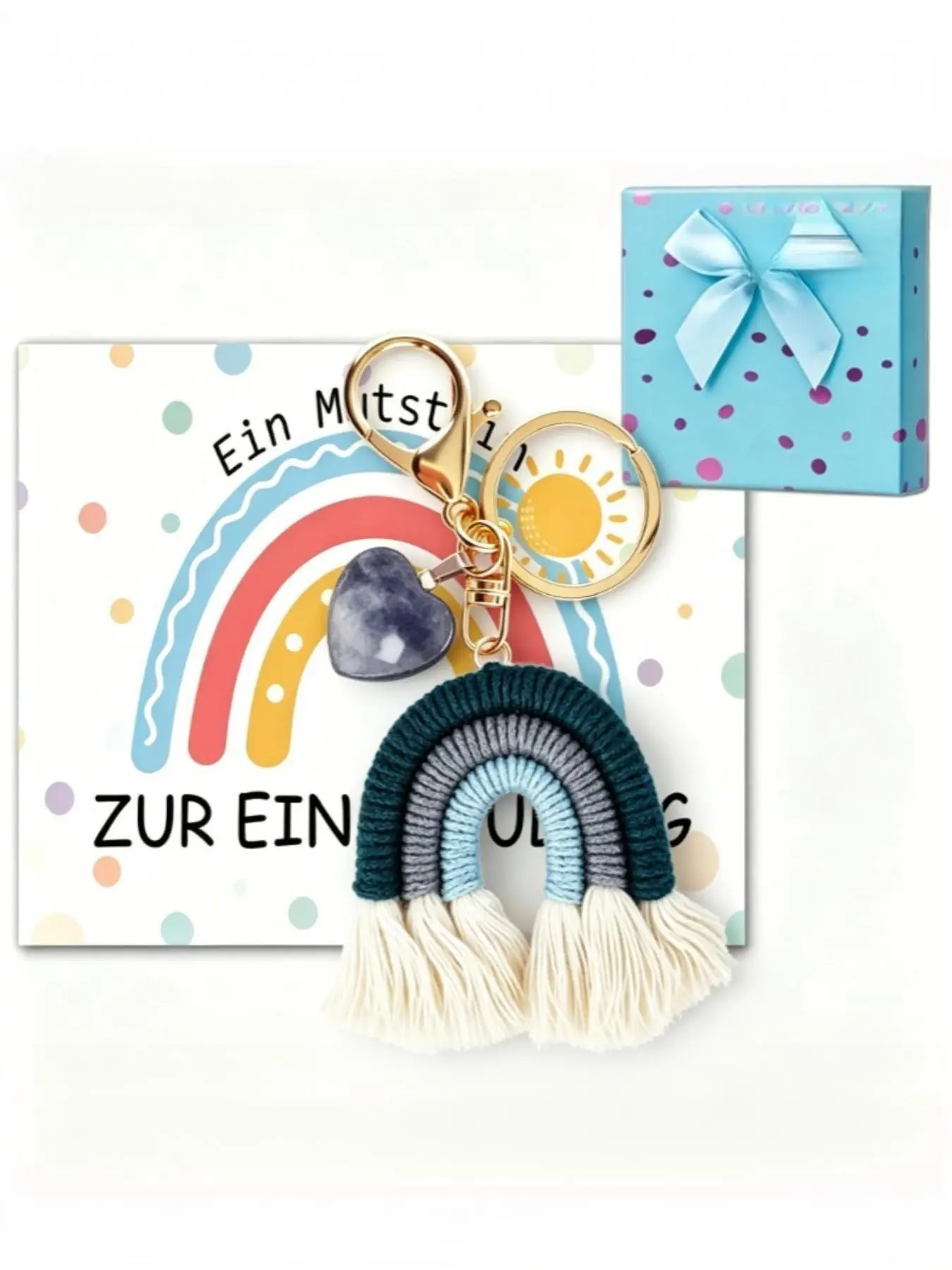 Graduation Gift Set for Girls, Rainbow Keychain with Gift Box & Card, Kindergarten Preschool Graduation Keepsake, Back to School Encouragement Gift