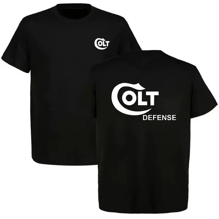 🟩🪖Colt Defense Printed Men's T-Shirt, Tactical Defense Shirt for Men Military Minimalist Tee Operator Style Streetwear Tactical Apparel Gift for Military Enthusiasts