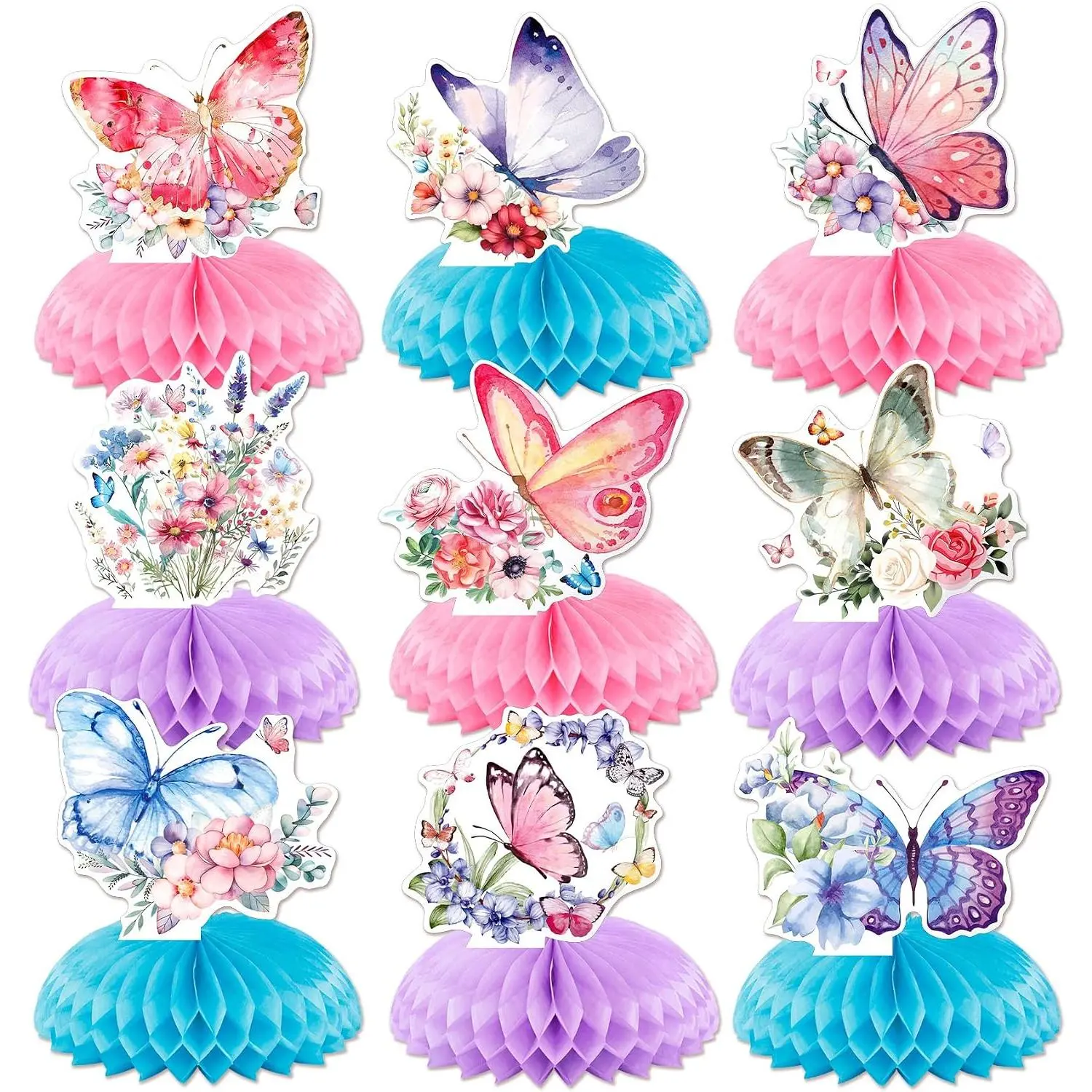 Butterfly Party Decorations  Centerpieces, 9 count Butterflies  Table Centerpieces Set,  Honeycombs Table Centerpiece for  Shower Butterfly Spring Birthday Party Decor Supplies