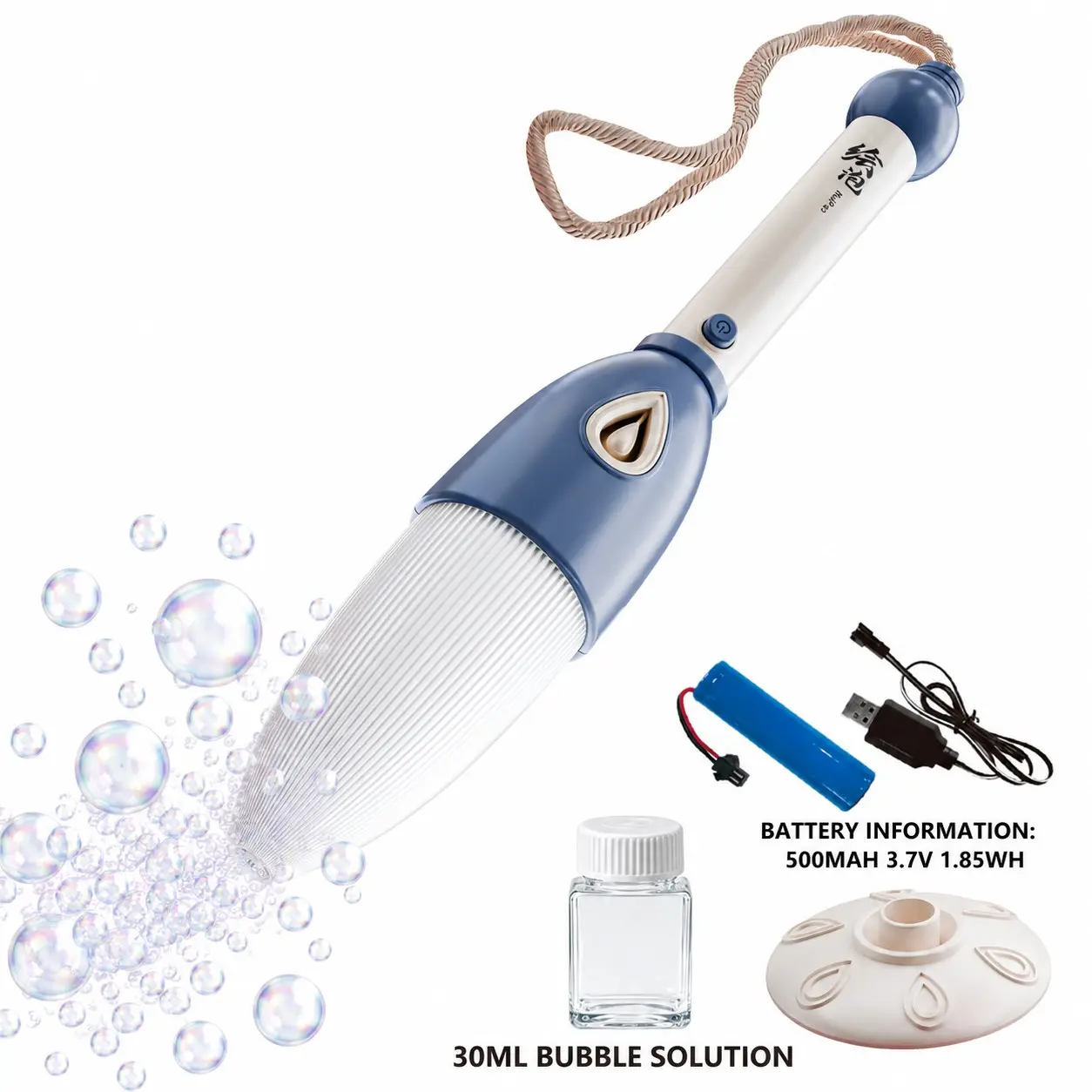Automatic Bubble Pen Machine, USB Rechargeable Bubble Maker for Kids, Portable Bubble Wand Toy, Birthday Party Wedding Favor, Easter Basket Gift, Handheld Bubble Machine