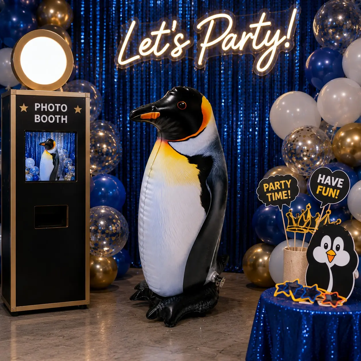 Inflatable Penguin Balloon, Realistic Animal Decoration, Durable Reusable, Perfect for Theme Parties, Beach Pool Yard Decor, Outdoor Festival Gift