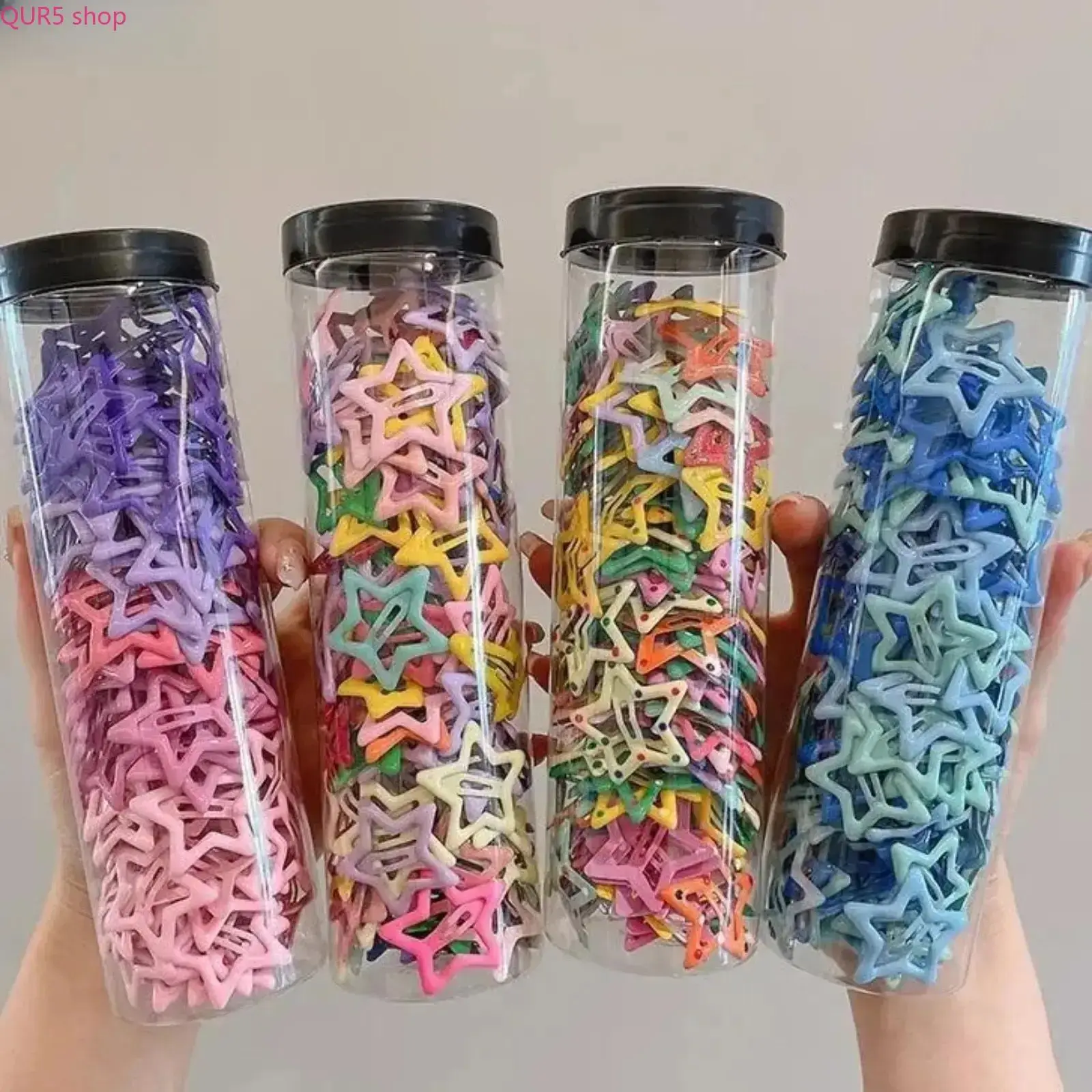 100 Pack Candy Color Star Non Slip Hair Clips Set, Cute Girls Daily Styling Barrettes, Lightweight All Season Hair Accessories for Sports Outdoor Daily Hairstyle Matching