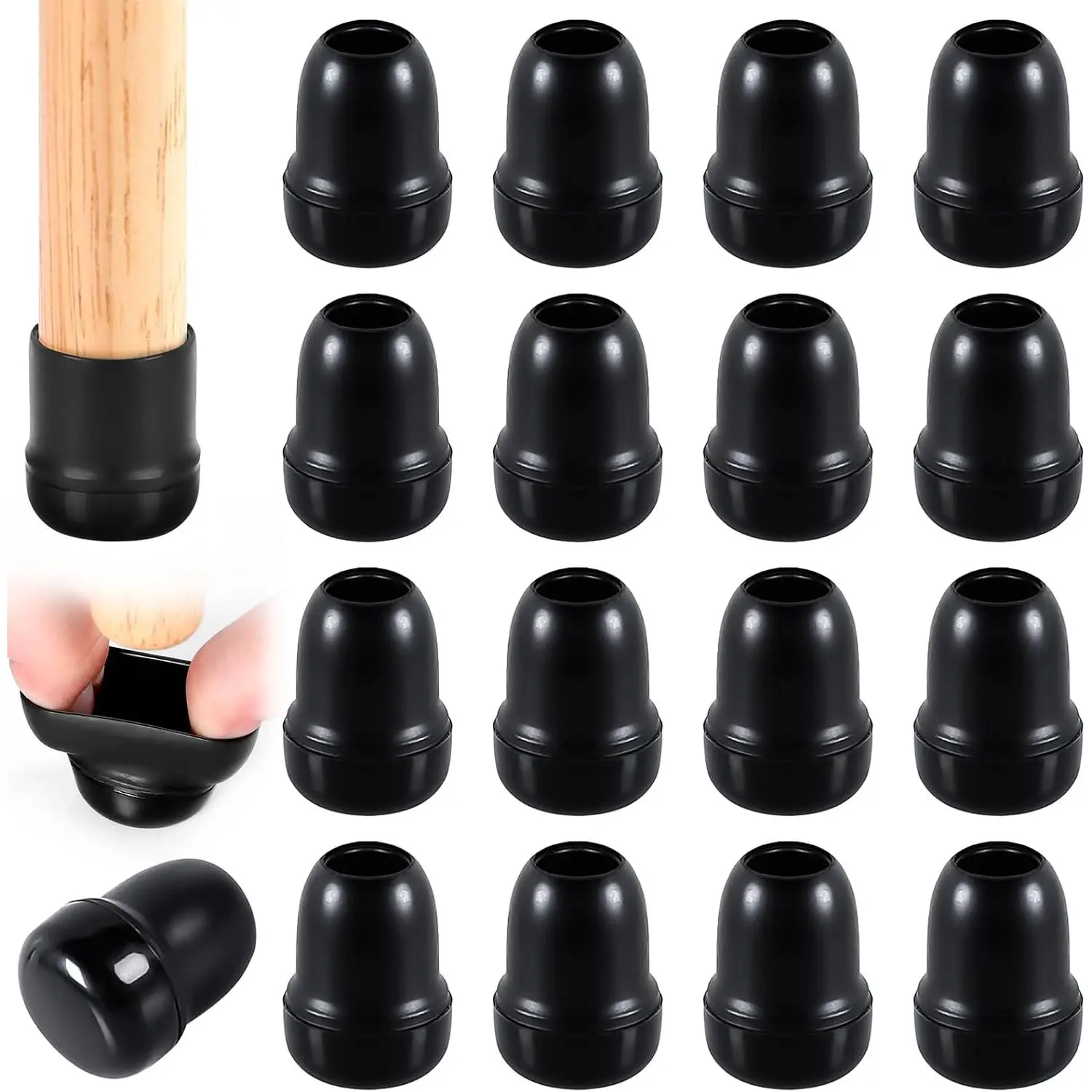 16 count Furniture Sliders for Carpeted Floors & Hardwood Black(Fit:0.55-0.7") | Round Chair Sliders for Carpet, Chair Glide Pads for  and Easily Moving Furniture, Protect Floor From