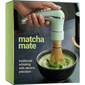Electric Powered Bamboo Whisk - Traditional Whisking with Electronic Precision - Rechargeable Portable Tea Frother Stirrer Mixer Making Machine Set Accessories Kit Matcha Gift Set