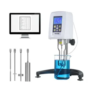 VEVOR Digital Rotary Viscometer, 10-2,000,000 mPa.s(cP), ±2% Accuracy, 100-240V Digital Rotational Viscosity Meter with 4 Rotors and Temperature Probe, LCD Display, Lab Viscometer for Fluid Testing
