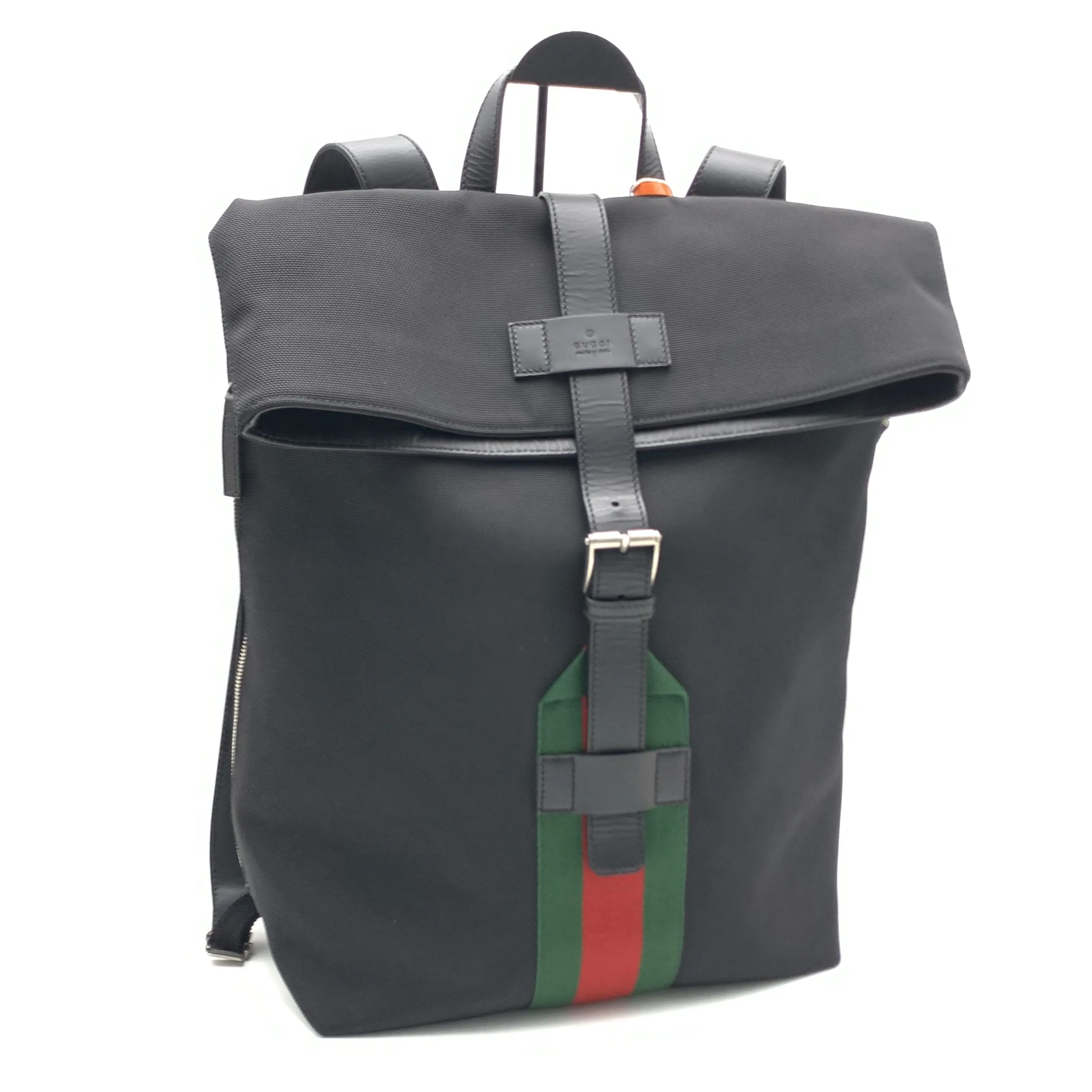Pre-owned Gucci black backpack (green and red)/10022323 Fashionable and versatile style