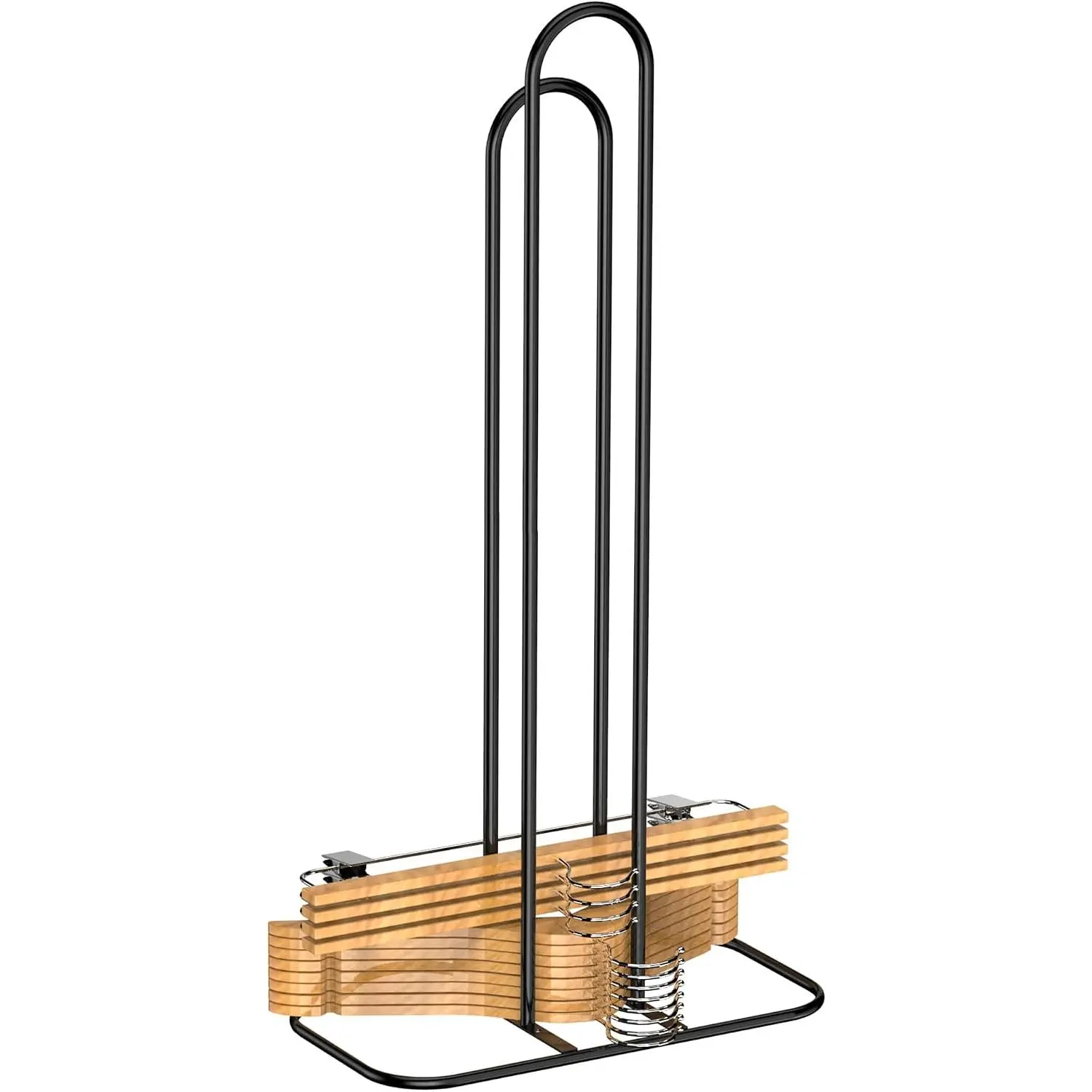 Black Carbon Steel Hanger Stacker Organizer - 33 in Smooth Hook Synthetic Storage Stand for Laundry Room, Installation Hardware