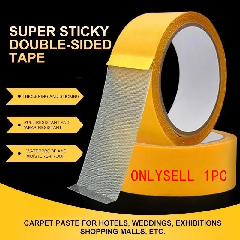 Super Durable Double Sided Tape - Heavy Duty Tape, Waterproof transparent strong adhesive tape with Super Strong Adhesion and fiberglass mesh, suitable for walls and glass, ideal for fabrics, wood, metal, etc