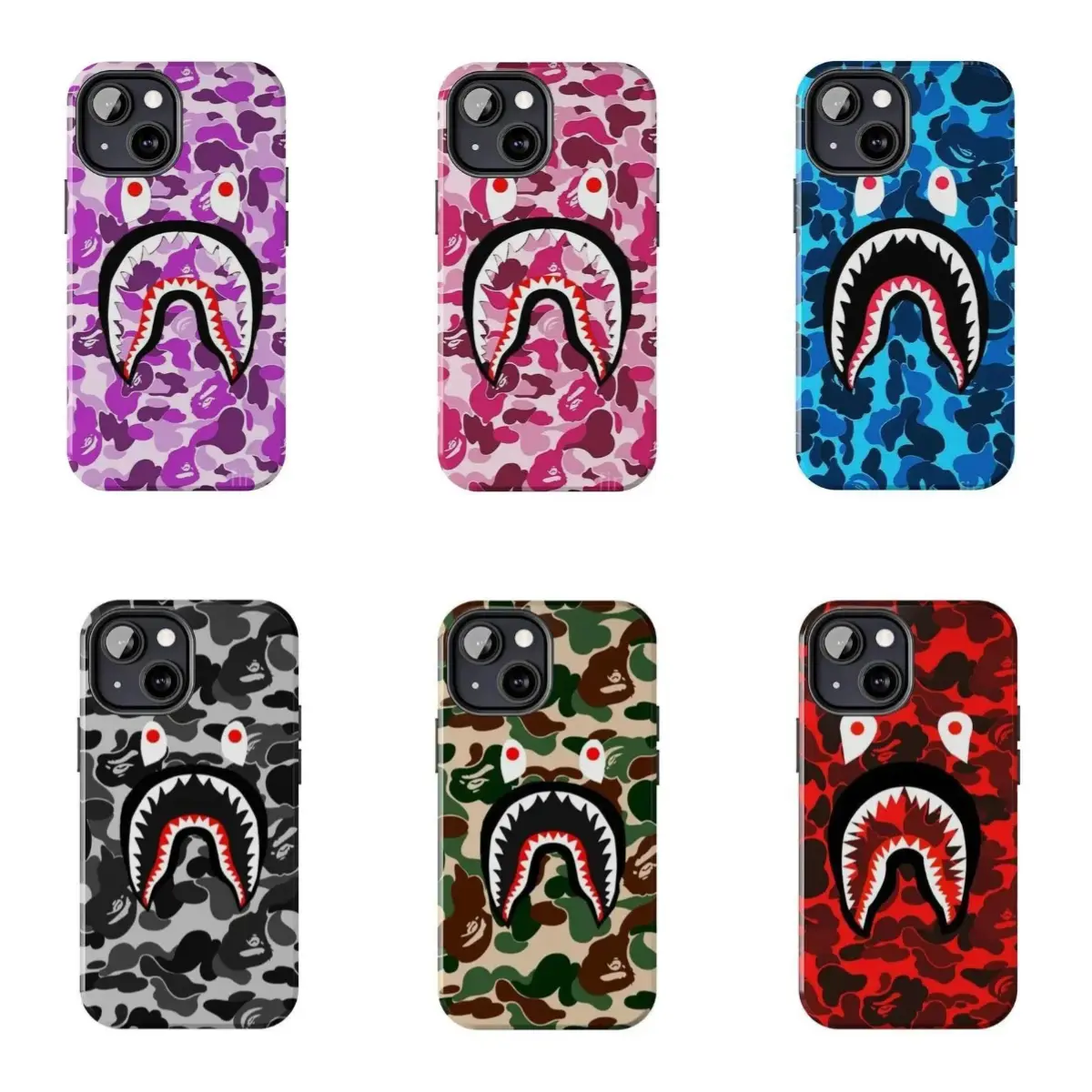 Shark Camo Collage phone Cases For iPhone 12-17Promax Promax Plus & Samsung Galaxy S22- S26Ultra Plus,The perfect gift for birthdays, Halloween and Christmas.