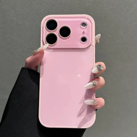 phone case Candy Macaron Series – Skin-Feel Crystal Clear Case for iPhone 17, 16, 15, 14, 13 Pro Max – Soft TPU Bumper + Hard PC Back – Full Lens Coverage – Cute, Minimalist, Pink & White Silky Smooth Pastel Cover
