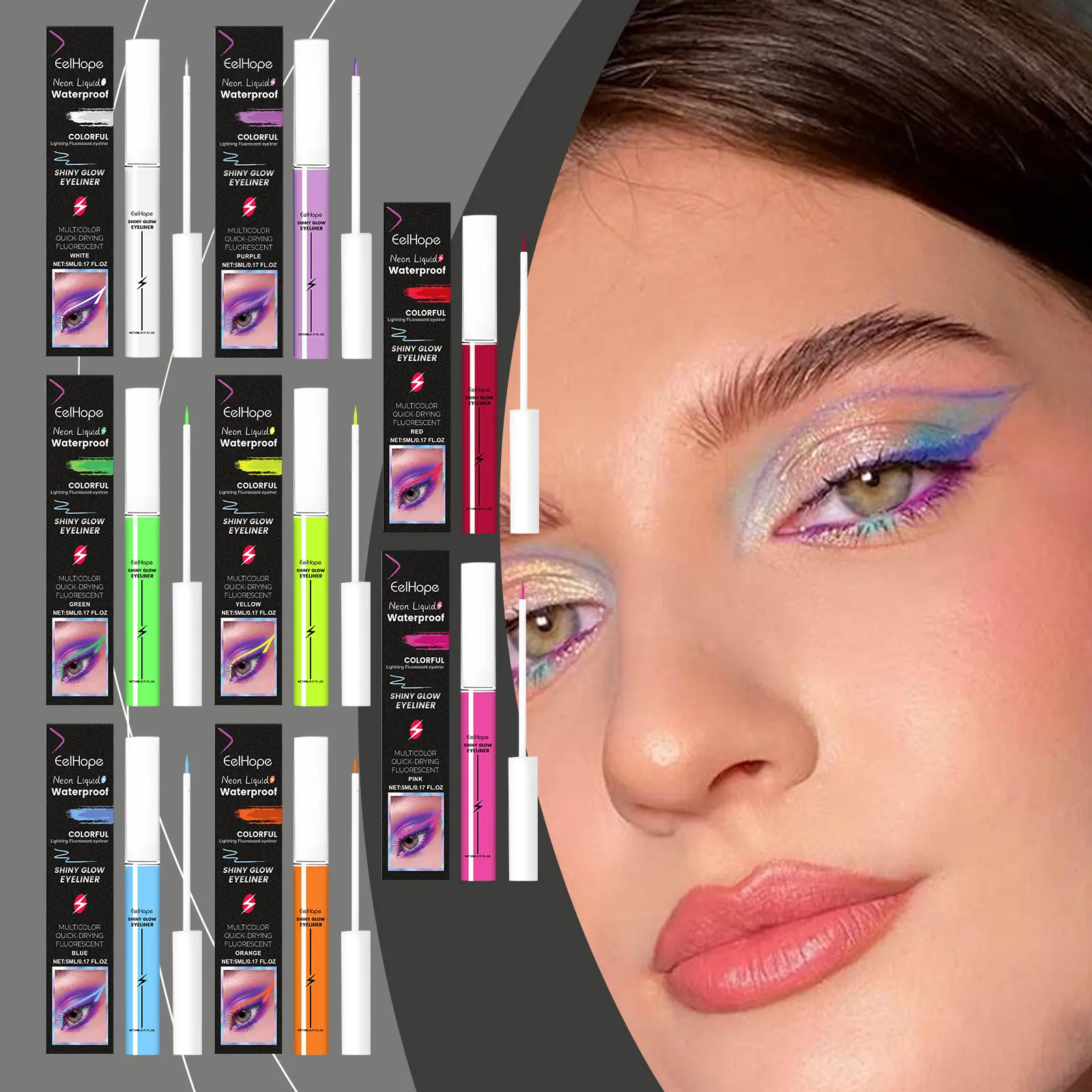 Neon Liquid Eyeliner Set – Waterproof Colorful Eyeliner Pen Collection – Quick Dry Long Lasting Makeup for Creative Eye Looks