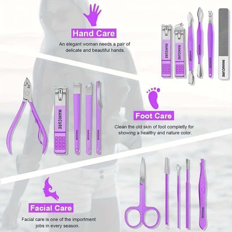 Portable Nail Clipper Set, 1 Set Multifunctional Nail Care Tool Set, Professional Manicure & Pedicure Tool for Home, Office, Travel and Date