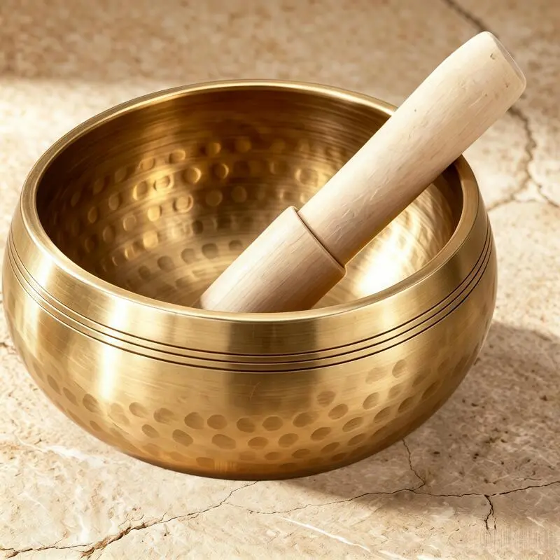 3.15/3.74/4.33-inch Handcrafted Nepalese Golden Singing Bowl Set-Includes a Wooden Mallet and Tibetan-Style Chanting Bowl-Perfect for Yoga, Meditation, Mindfulness, and Sound Healing-A Portable Spiritual Instrument for Healing and Chakra Balancing