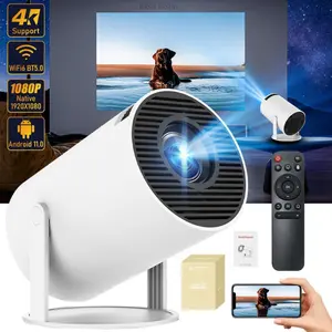 Portable Projector, Auto Keystone Correction Mini Projector, 4K/ 200 ANSI Smart Projector with 2.4/5G WiFi, BT 5.0, 130 Inch Screen, 180 Degree FlipH4SatinSway