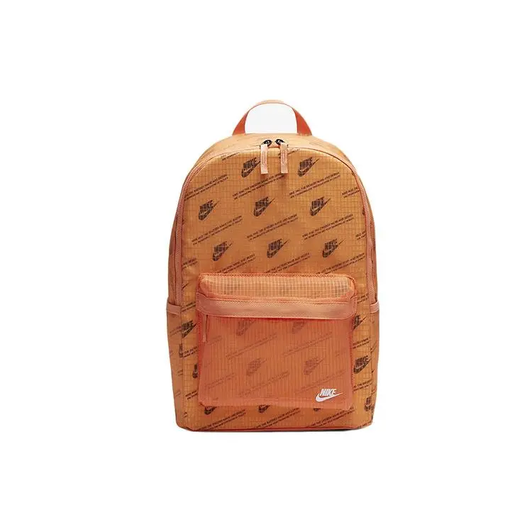 Nike Heritage 2.0 Logo Zip Nylon Backpack for Men and Women, Casual Style in Orange