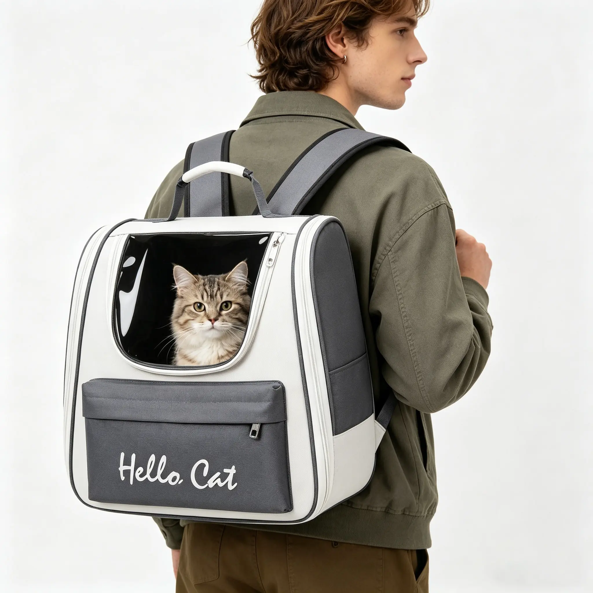 Cat Backpack Carrier, Large Space Bubble Backpack, Breathable & Ventilated, Ergonomic 3D Design, Ideal for Travel, Hiking, Outdoor, Shopping, Vet Visits