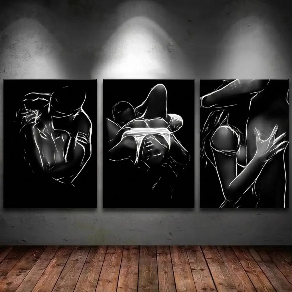 Abstract Body Art Canvas Poster, Modern Romantic Line Art Wall Print, Neutral Bedroom Living Room Hallway Decor, Couple Room Wall Art Gift for Her Holiday Gift