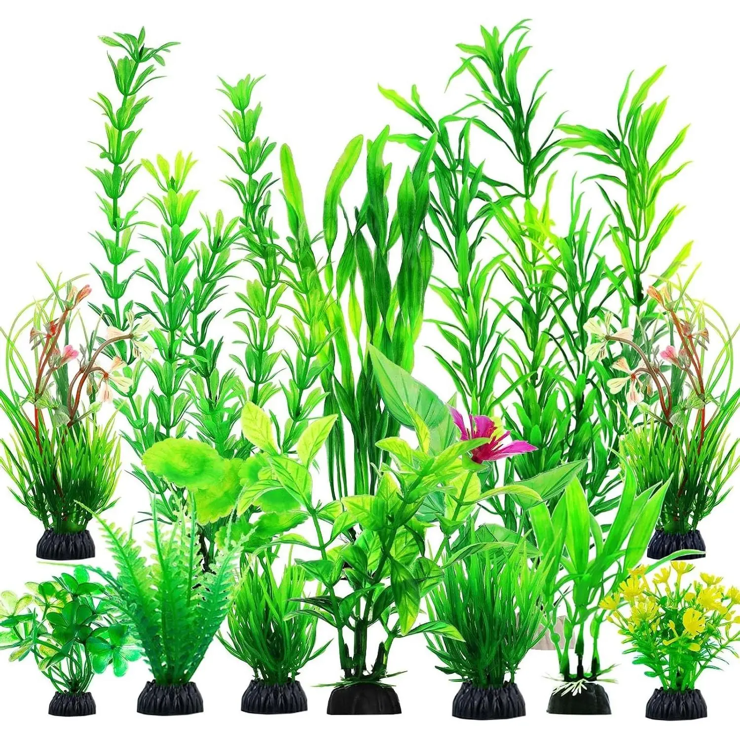 12pcs Green Plastic Aquarium Plants Fish Tank Decorations AccessoriesGift