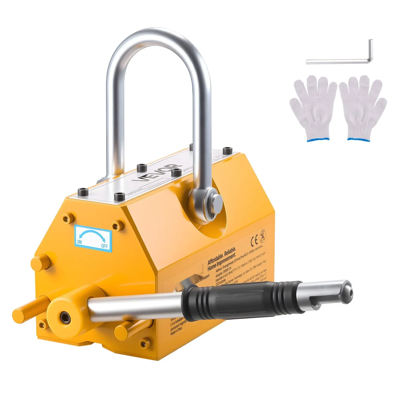Permanent Magnetic Lifter, Heavy-Duty Lifting Magnet, 2200 Lbs Pulling Capacity, N42 Grade, Industrial Magnetic Lift For Steel Plates, Safe Handling, Durable Construction Practical For Workshop And Factory Use