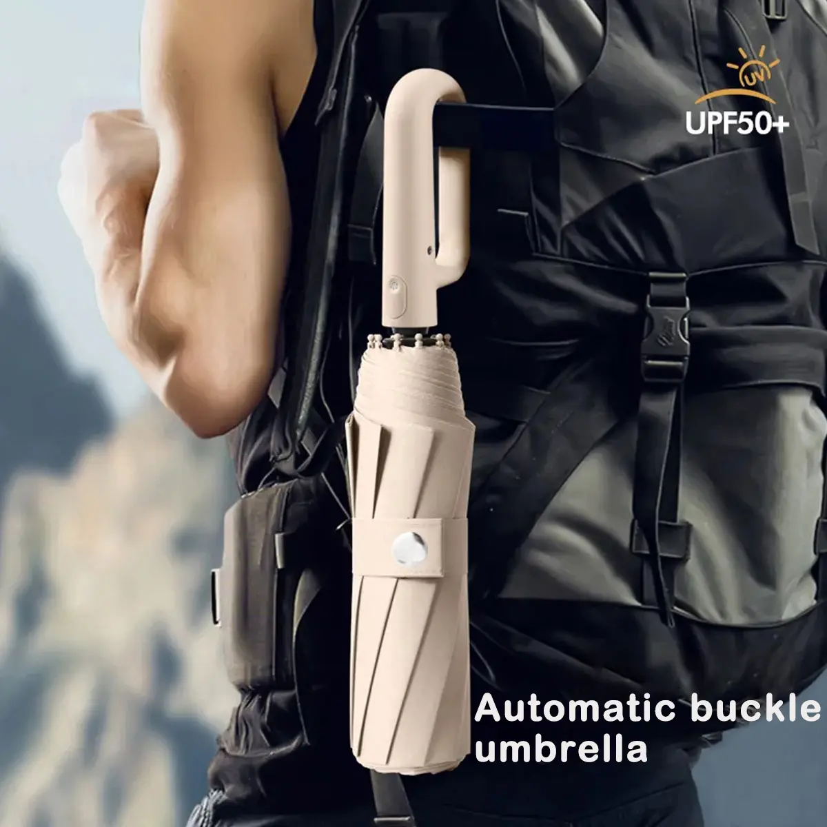10-Bone Fully Automatic Folding Umbrella - Advanced, Dual-Purpose Parasol with Extra Large Thickening Reinforcement, 8-Rib Durable Design, Compact & Portable Travel, Commuting, Outdoor Activities, Umbrella Travel, Commuting Accessory