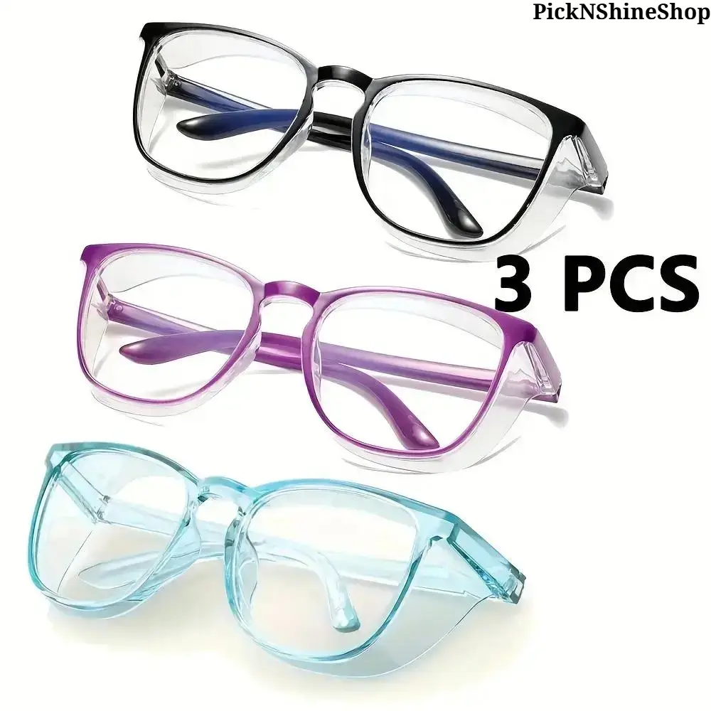 3 Pack  Oversized Square Glasses, Clear Lens Fashion Eyewear Set for Women & Men, Computer Style Frames for Study & Work**