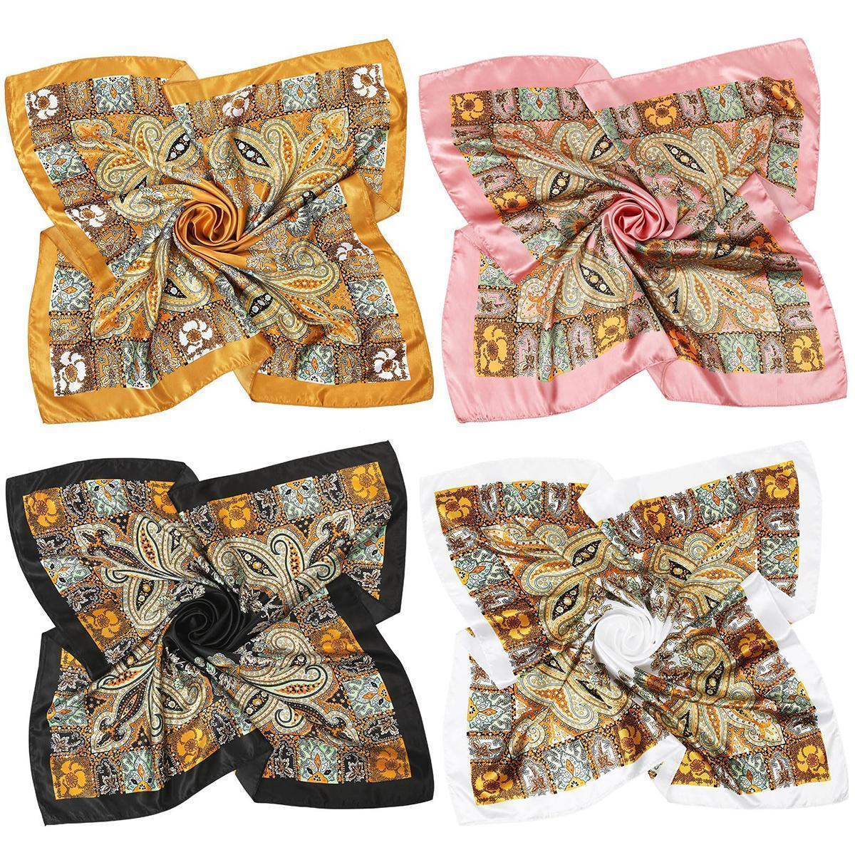 4PCS/set 35" Large Square Head Scarves Silk Like Neck Scarf Bandana Hair Sleeping Head Wrap Fashionable Hair Scarfs for Women TikTokShopBlackFriday