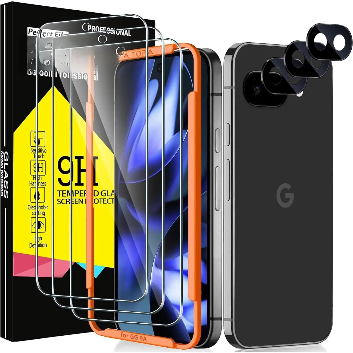 Smartphone Screen Protector for Pixel 9A, Fingerprint-Compatible, Easy Installation, High Protection, Scratch Resistance