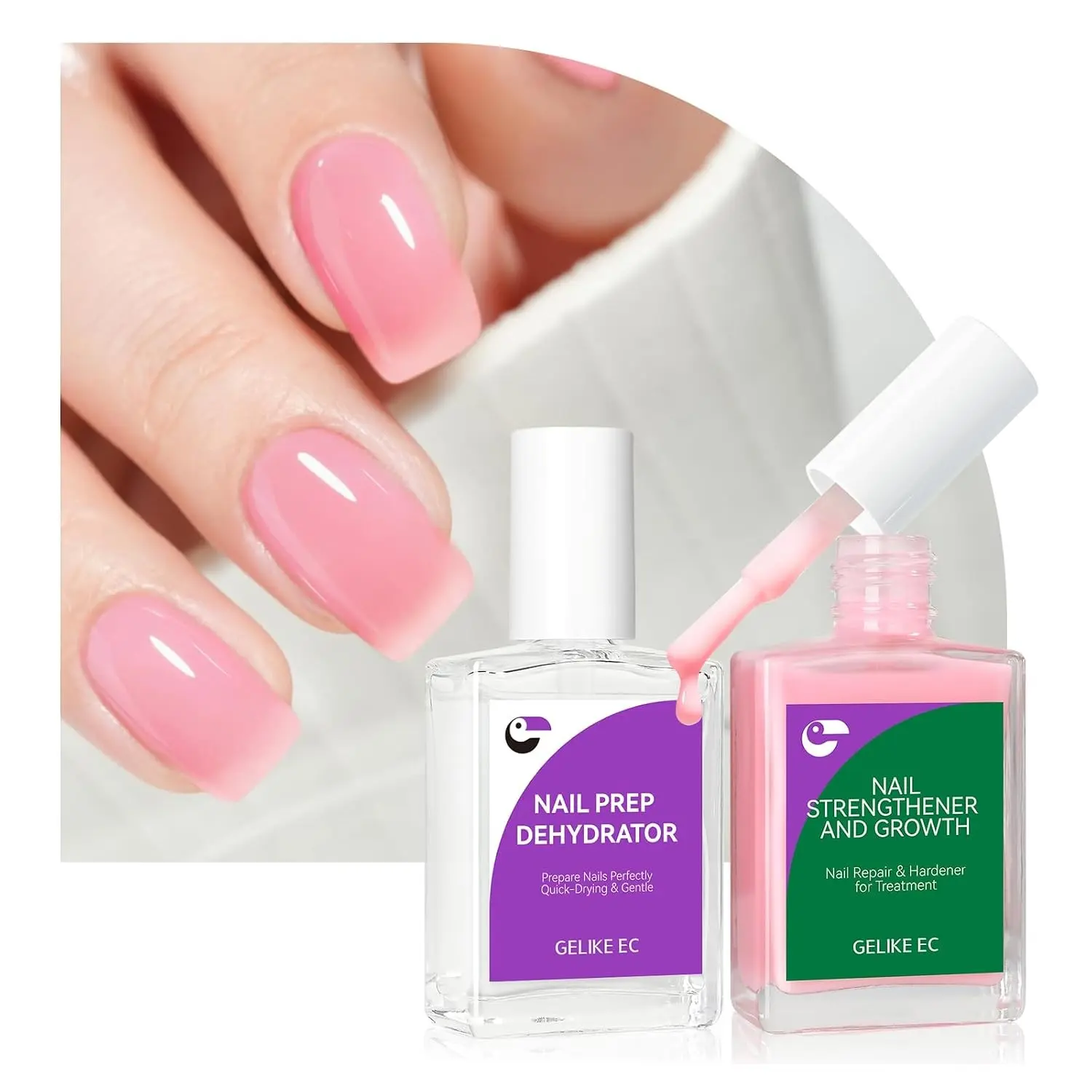 Nail Growth Treatment and Dehydrator Kit Soft Pink 6-in-1 Strengthener and Dehydrator Set for Stronger in 14 Days Vegan Allergy-Friendly for Gel Lovers & Sensitive Users